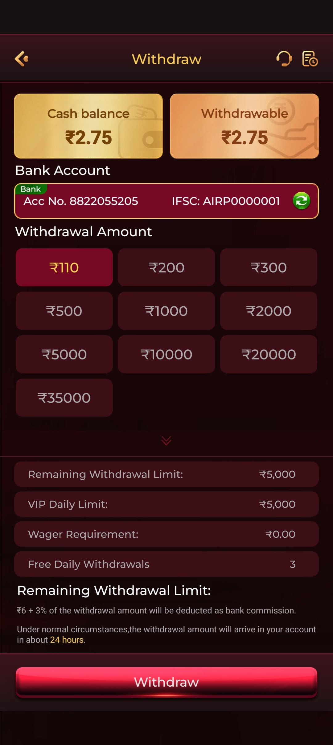 IC7 Game app home screen with the welcome bonus offer